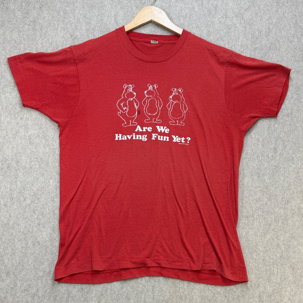Vintage Graphic T Mens XL 80s Single Stitch Screen Stars Are We Having Fun Yet